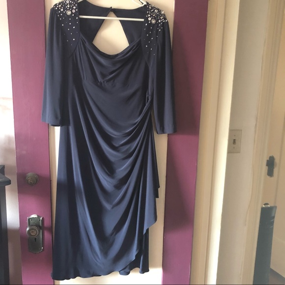 Alex Evenings Dresses & Skirts - Plus Size Gray Faux Wrap Formal Dress